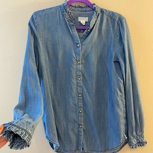LOFT Lounge Ruffle Denim Blouse